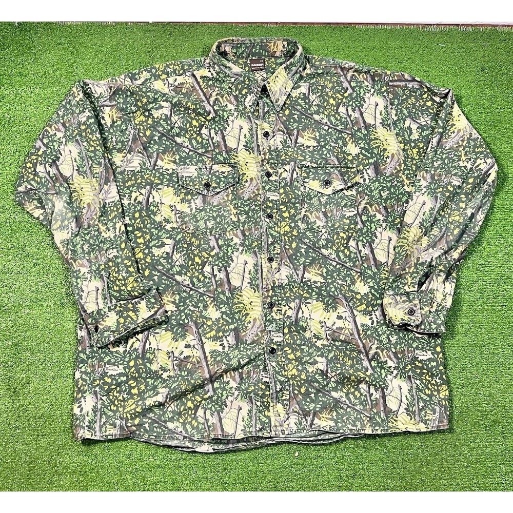 Vintage Ranger Camo Shirt 2XL 90s Bushlan Camo Southwest Texas Hunting Button Up